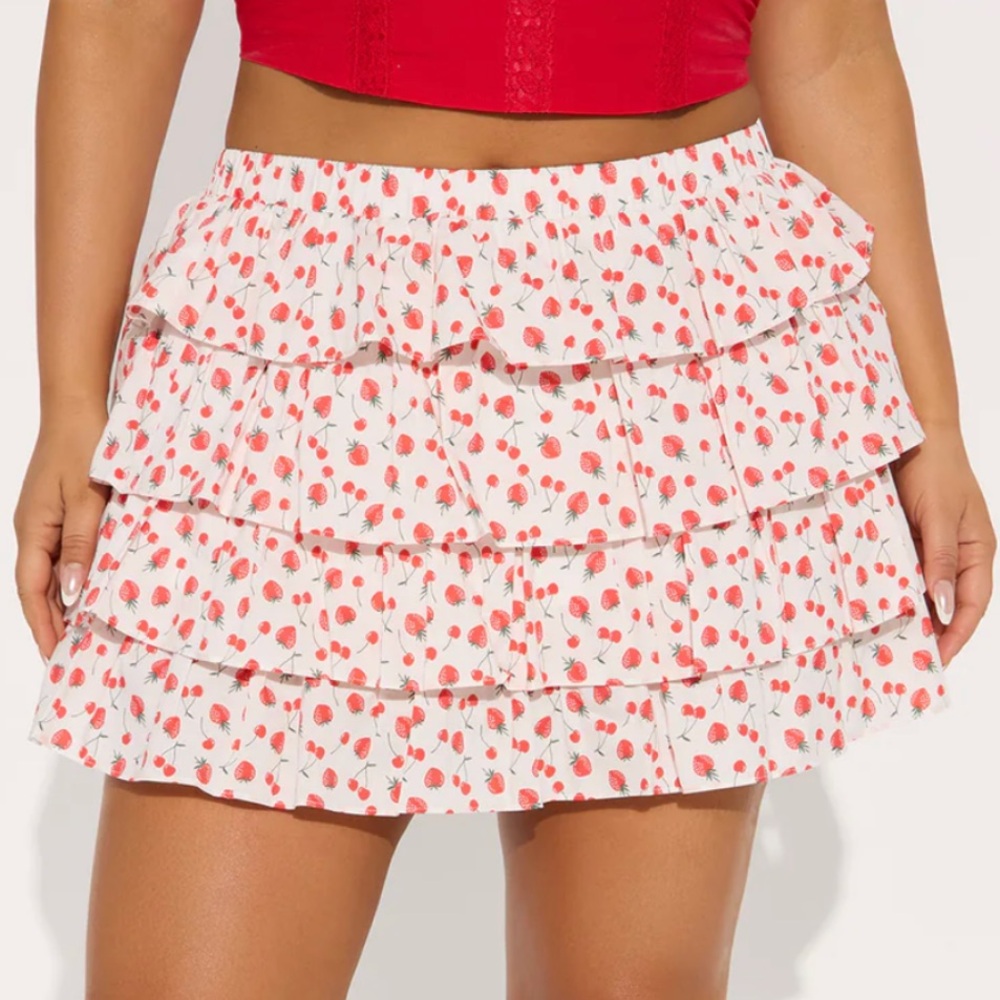 Strawberry Ruffle Mini Skirt - Picture 1 of 4